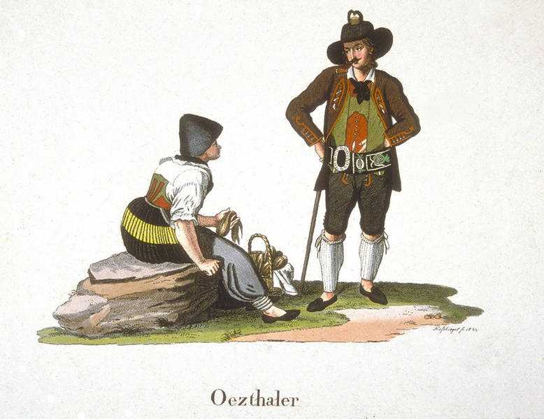 Bäuerliche Tracht – Trachtenbilder aus dem Oberinntal (1823)