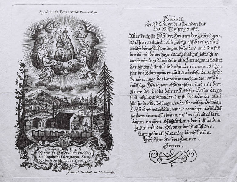 Kupferstiche zur Erinnerung an eine Wallfahrt – Andachtsbilder aus Heiligwasser bei Igls/Innsbruck (um 1750)